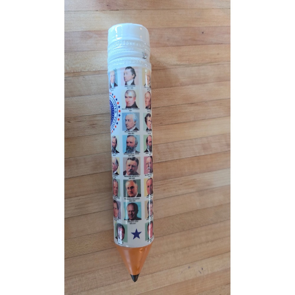 VTG US Presidents Pencil Shap Zipper Case AM History Education Case teacher gift